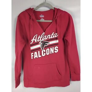 Majestic Atlanta Falcons Pullover Hoodie Size Small Red V‎ Neck